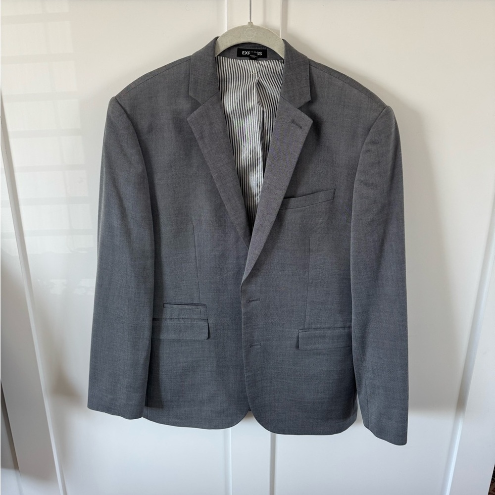 Express Gray Slim Fit Suit Jacket